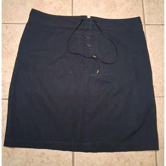 Ralph Lauren Navy Mini Skirt Nautical Corset Tie Back Skirt Size 14 - Picture 1 of 4